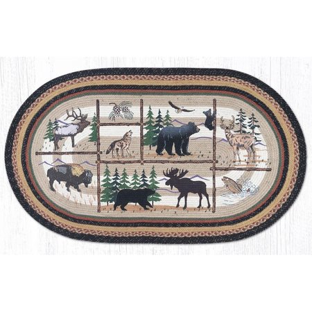 CAPITOL IMPORTING CO 20 x 30 in. Jute Oval Lodge Animals Patch 65-583LA